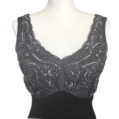 VTG Y2k S/M Black Velvet Sequin Gown Maxi Goth Fairy Vamp Witchy Dark Romantic