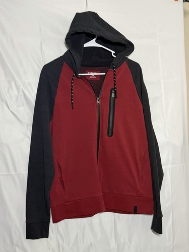 Express Hoodie Red Black Full Zip Drawstring Hood Chest Zip Pocket Men’s Size M