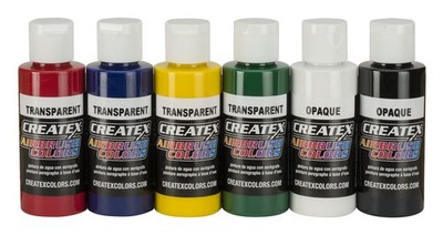 Createx 5801-00 Airbrush Paint Set, Multicolor 2 Ounce (Pack of 6),