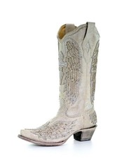 Corral Western Boots Womens Inlay Cross  Wing 13 Inch White A3571