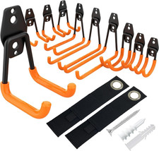 Heavy Duty Steel Storage Hooks - 12 Pack Anti-Slip Coating for Garage, Shed