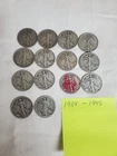 Walking Liberty Silver Half Dollar 50C Lot 1934-1945 Circulated Uncertified