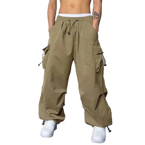 Y2K Vintage Wide Leg Joggers for Men Casual Sweatpants Streetwear Style - Picture 12 of 18