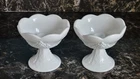 Vintage Pair of Indiana Colony White Milk Glass Grape Design Candle Holders 4”