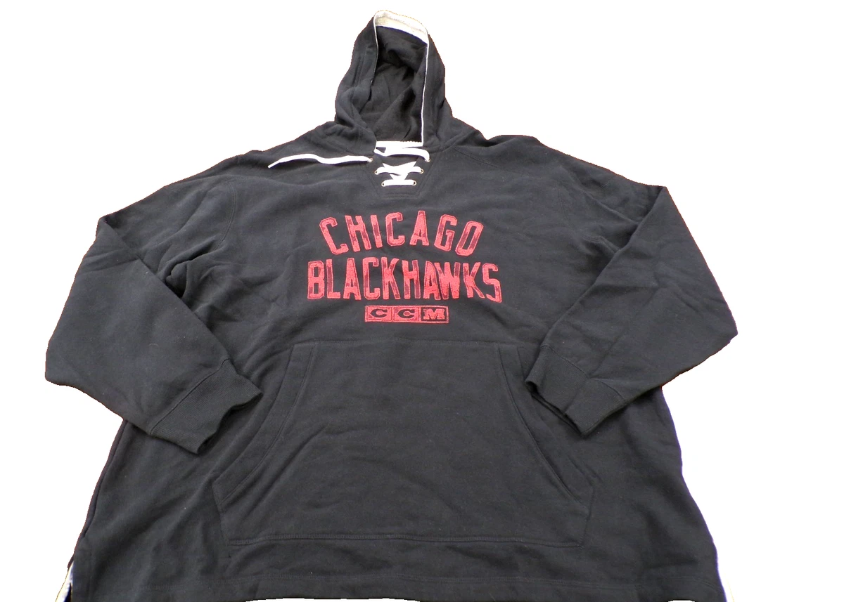 Sweat à Capuche CCM Chicago Blackhawks - Homme Taille M - Noir - Vintage NHL