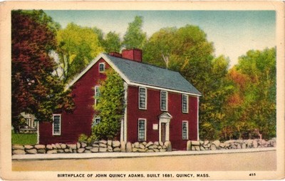 Vintage John Quincy Adams Birthplace Postcard 1681 Quincy MA Divided Back