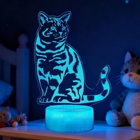 Katzengeschenke, 3D-Illusionslampe Mit 16 Farben, Fernbedienung Mit Timer,