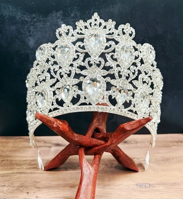 Homecoming Prom Headpiece, Quinceanera Crown, Silver Crystal  display picture 2