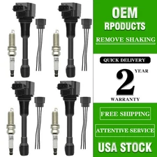 4X Ignition Coil + 4X Spark Plug Kit For Nissan Sentra L4 1.8L 2.0L 2.5L UF549