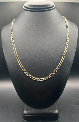 Massive 14K Gelbgold Figero Kette Halskette 7,1 Gramm, 20 Zoll, 3 mm