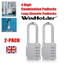 2x 4 Digit Combination Padlock Weatherproof Long Shank Security Luggage Gym