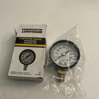 Boshart Industries PG-100 Pressure Gauge 0-100 PSI 2'' Dial Face 1/4'' MPT Low Mnt