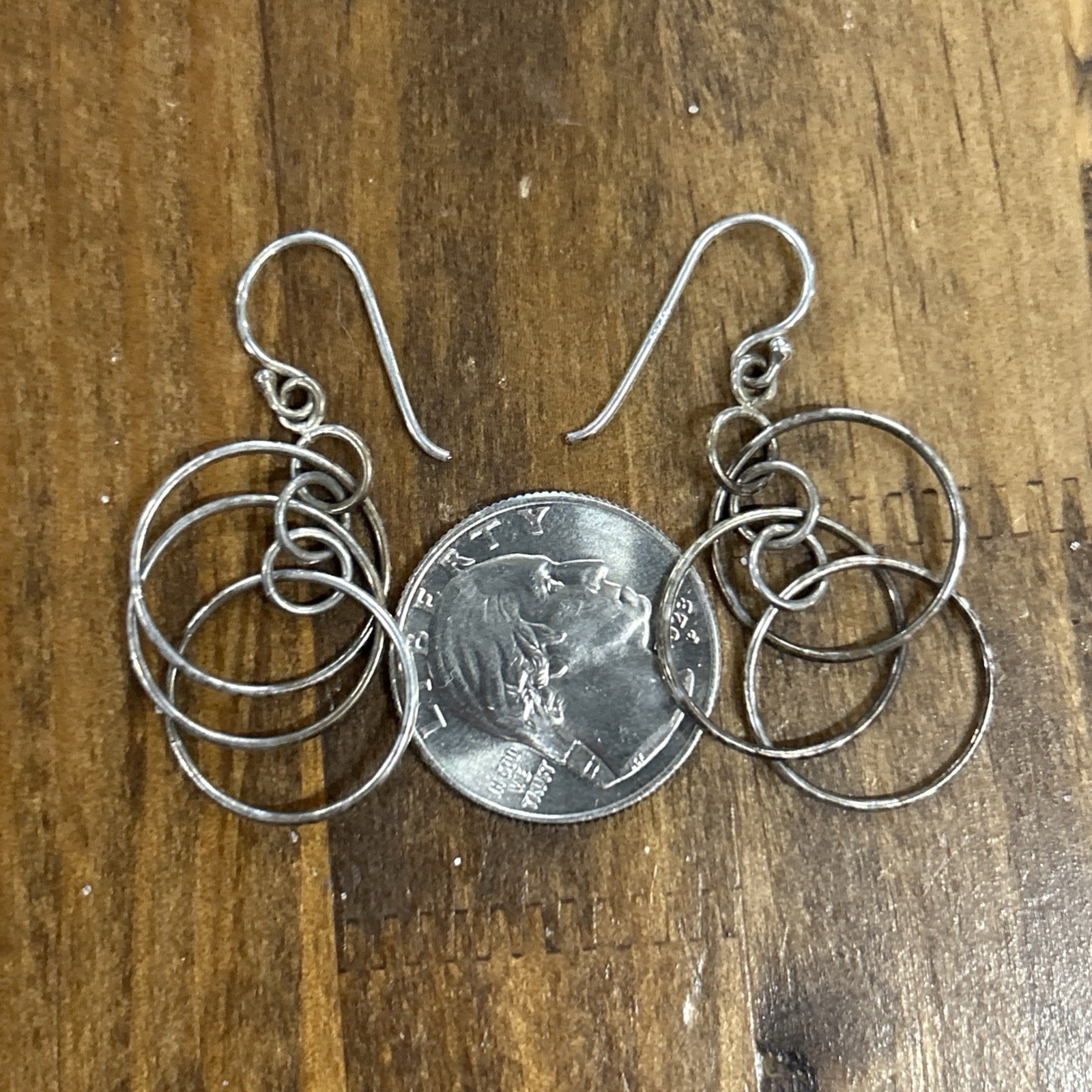 IBB Sterling Silver Interlocking Circles Dangle E… - image 2