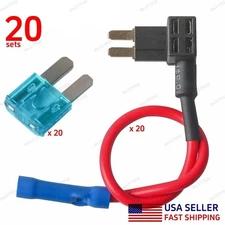 20 Sets 15A Micro 2 ATR Blade Fuse 12V Car Add-A-Circuit Fuse Holder Tap