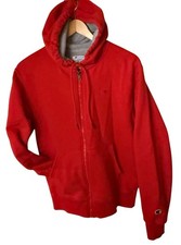 Champion Men  s Authentic Full Zip Hoodie Red Small Embroidered Logo. New 