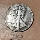 1936-D Key  Date Silver Walking Liberty Half  Fine+ And You Get Coin In Photos
