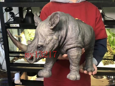 #ad #ad Realistic Rhino Sculpture Ornament Tiger Garden Decor Animal Figurine Model Gift $137.16