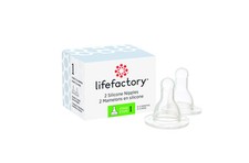 Lifefactory Baby Bottle Nipples 2 Pack Silicone Vented Slow Flow 0-3 Months