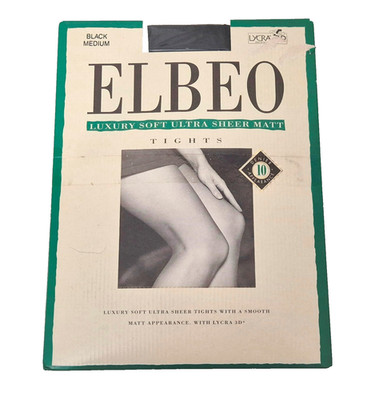 ELBEO Luxury Soft Ultra Sheer Matt Black Vintage Tights 10 Denier Medium