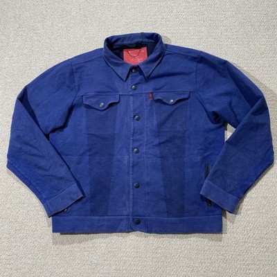 Levis LEJ Trucker Jacke Herren Large Slim Blau Baumwollmischung Strick Stretch Knopf