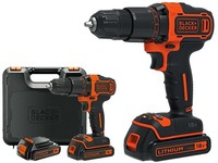 Black+Decker Akkuschrauber 18V BDCDD186KB 40Nm Mit 2X1,5Ah Akkus Und Koffer