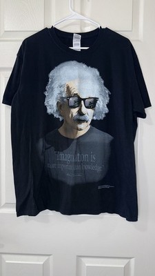Vintage - Distressed Albert Einstein Imagination Knowledge Quote Tee XL