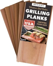 6-Pack Western Red Cedar Grilling Planks for Salmon, Beef, Veggies & More