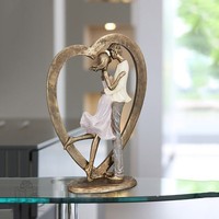 Gilde Dekofigur Skulptur Paar Im Herz 27Cm – Goldfarben-37443