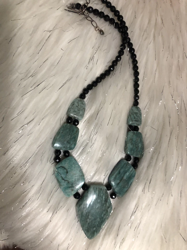 Jay King Black Chalcedony, Amazonite and Lapis Lazuli Reversible Necklace NEW - Image 2 of 4