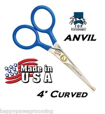 *USA MADE TP/ANVIL PET Dog GROOMING CURVED Safety/Blunt End/Tip Shears Scissors