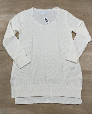 Old Navy Womens S Petite White Knit Top Blouse Long Sleeve