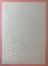 EMBOSSING CARD FRONTS SET OF 4 "Corner Scroll" SHEETS WHITE CARDSTOCK