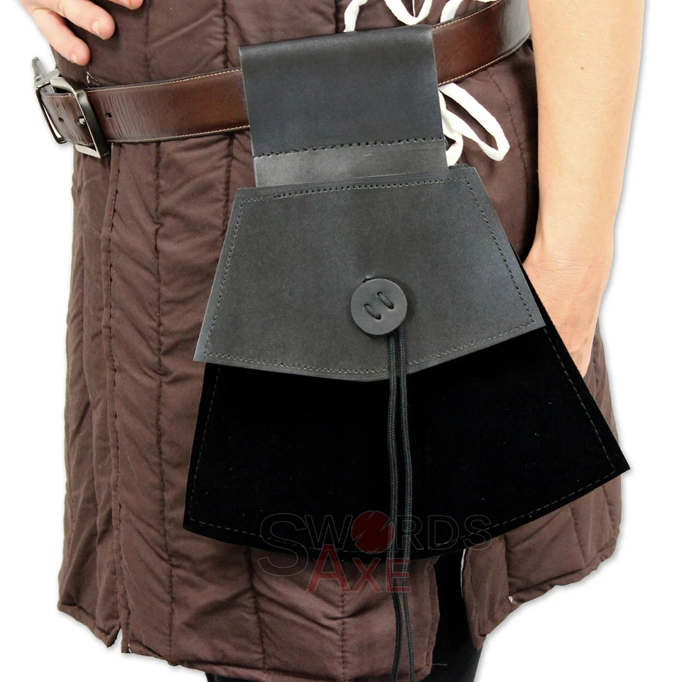 Bolsa de monedas campesinos medievales de la época del Renacimiento Cordura genuina y fieltro Foto 3 de 3