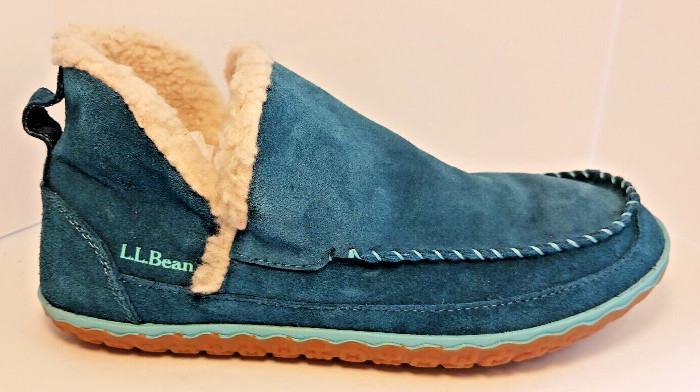 L L Bean Mountain Slipper Boot Moccasins Teal Turquoise House Shoes