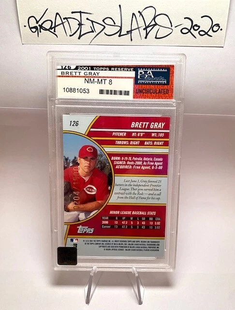 2001 Topps Reserve Uncirculated Auto RC 204/1500 PSA NM-MT 8 Brett Gray #126 - Image 2 of 4