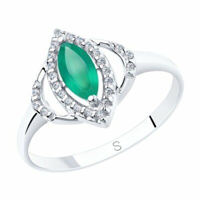 Damen Ring 925 Sterling Silber Achat Zirkonia Rhodiniert Gr. 55 Sokolov 03166