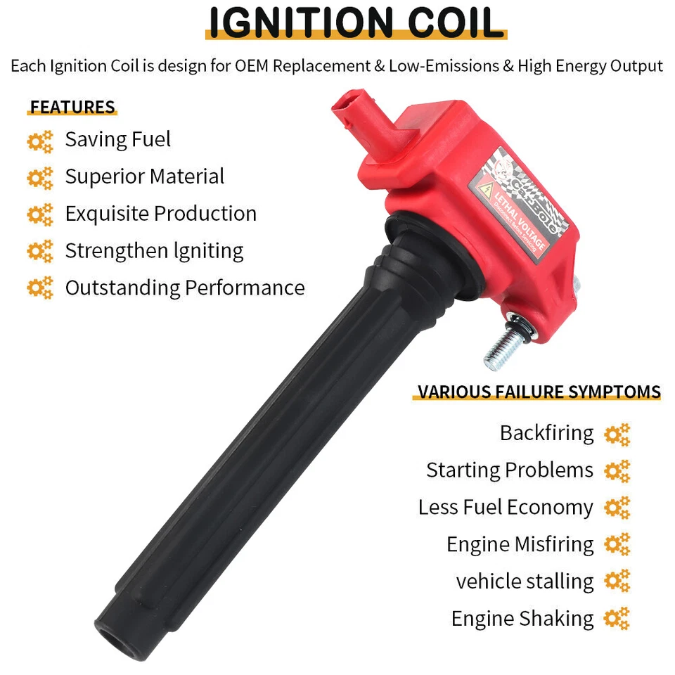 Катушки зажигания 6 шт для Dodge Jeep Ram Chrysler 3,6 л V6 UF648 C1791 2011-2019 годов выпуска - Изображение 2 из 4