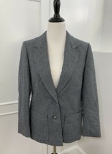 Pendleton Women  s Blazer Jacket Gray Virgen Wool Made In USA Two Button Size 10