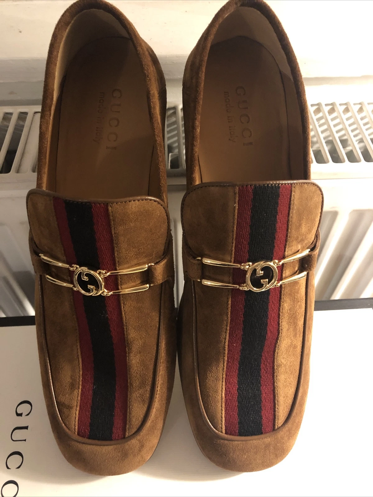 Chaussures homme Gucci mocassins en daim marron UK 8,5 EU 42,5 neuves dans leur boîte PRIX CONSEILLÉ
