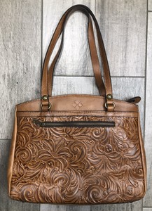 Patricia Nash Womens Floral Brown Leather Tote Purse Handbag Shoulder