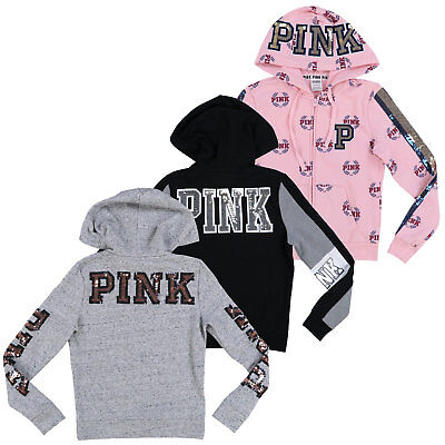 pink zip up hoodie victoria secret