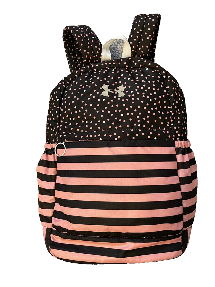 Under Armour Girls Black Pink Striped Backpack for Youth