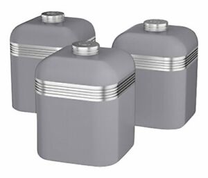  Swan  Kitchen  Appliance Retro GREY Set  of 3 Canisters tea 