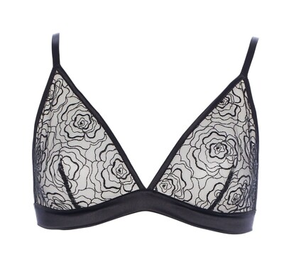 Schwarz griechische Spitze weich ungepolstert durchsichtig Blumen Spitze Soft BH 10 und 12