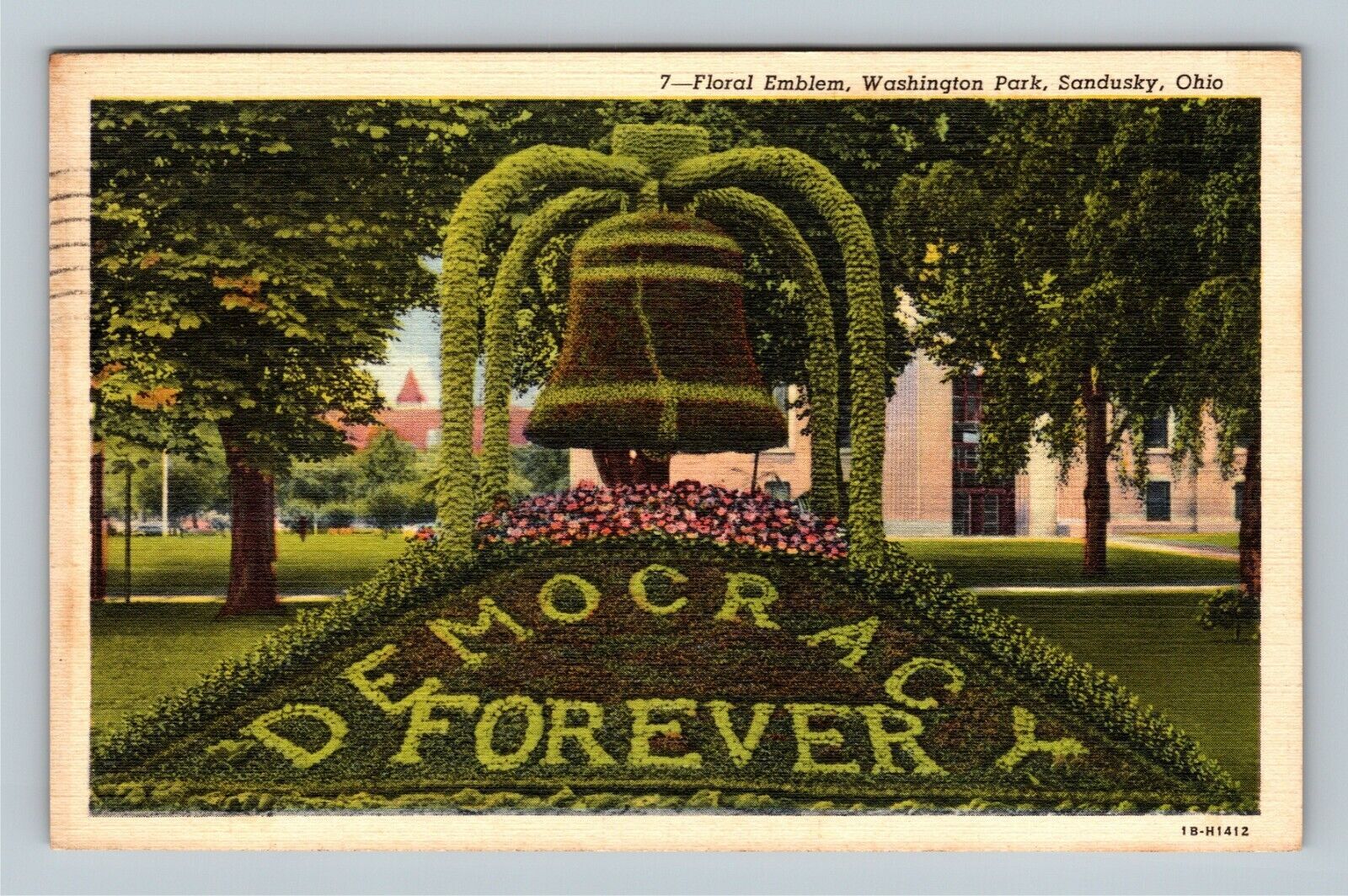 Washington Park Democracy Liberty Bell Sandusky Ohio Vintage Postcard