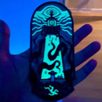KRAKEN vs LIGHTHOUSE Norwegian Sea Monster Luminous Embroidered Patch Iron-On