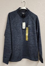 Greg Norman Men's Medium 1/4 Zip Pullover Long Sleeve Shark Logo Navy Sweater