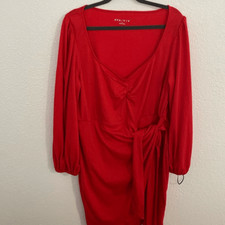 NWOT- Ava & Viv- Long Sleeve Wrap Dress in Hot red- Size XXL