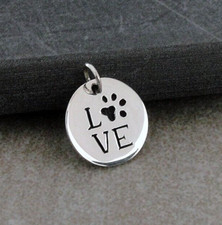 Dije de plata esterlina 925 con estampado de pata de amor - Dije para amante de los perros - Dije para amante de los gatos