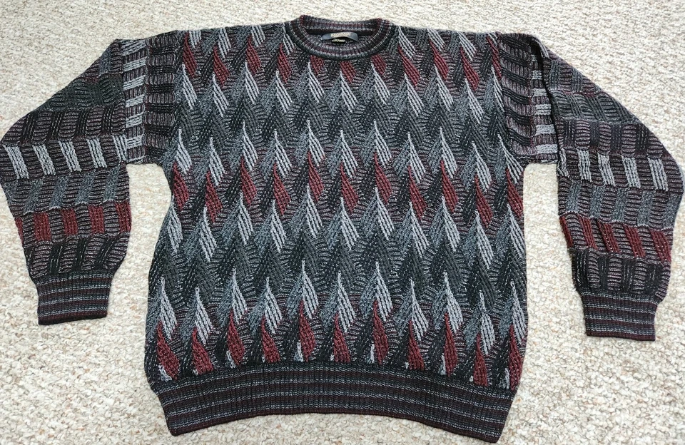 Suéter Bachrach Vintage Para Hombre XL Mezcla de Lana Estilo Años 80 90 Hecho en Italia Gris Rojo Foto 2 de 4